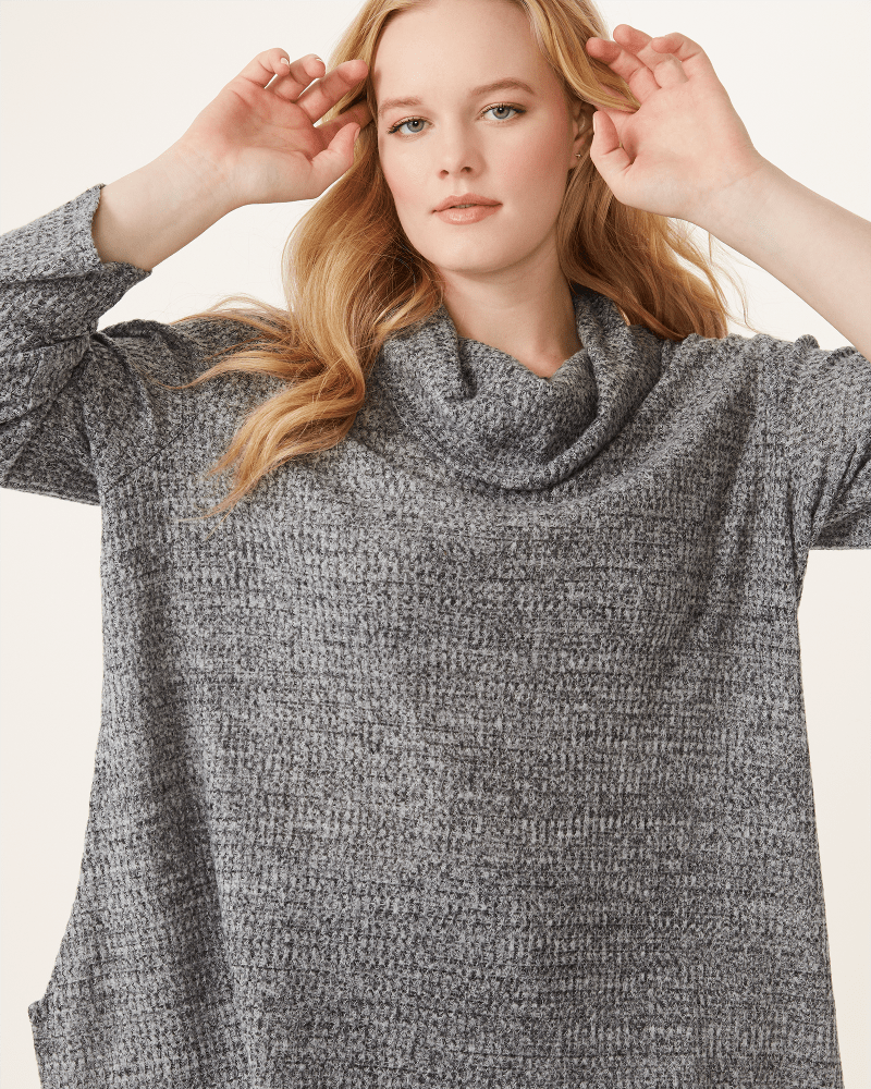 Cowl neck asymmetrical sweater hotsell